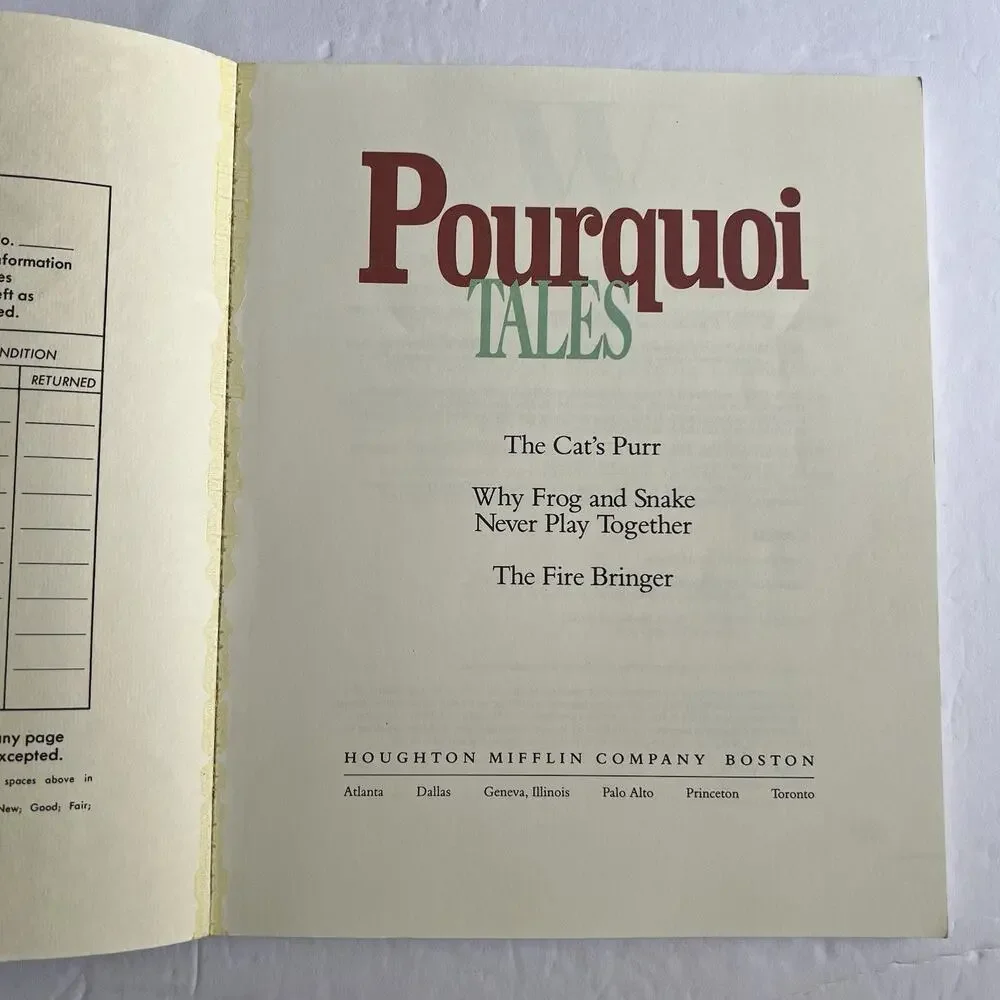 Pourquoi Tales The Cats Purr The Fire Bringer Why Frog and Snake Never Play Toge